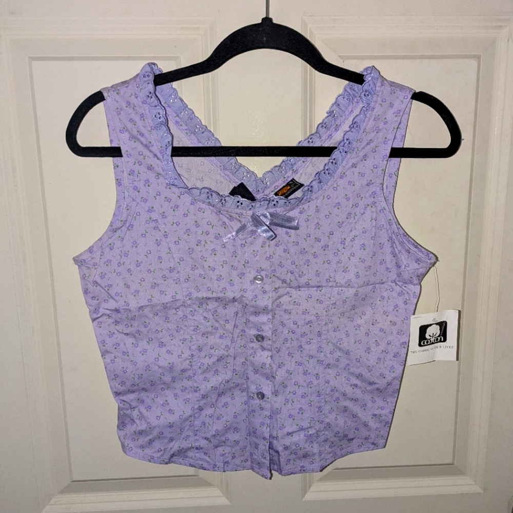 Vintage Purple Route 66 Cotton Floral Shirt Top